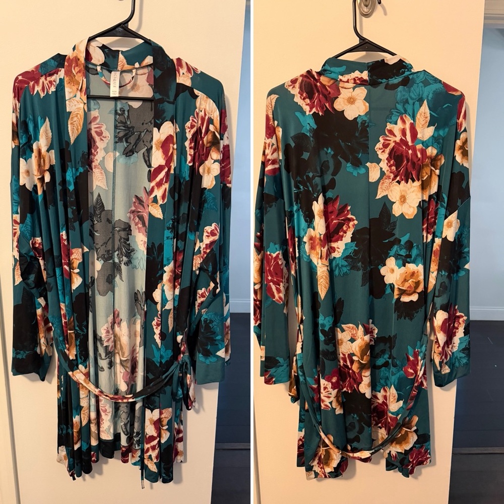 Floral Teal Kimono Robe